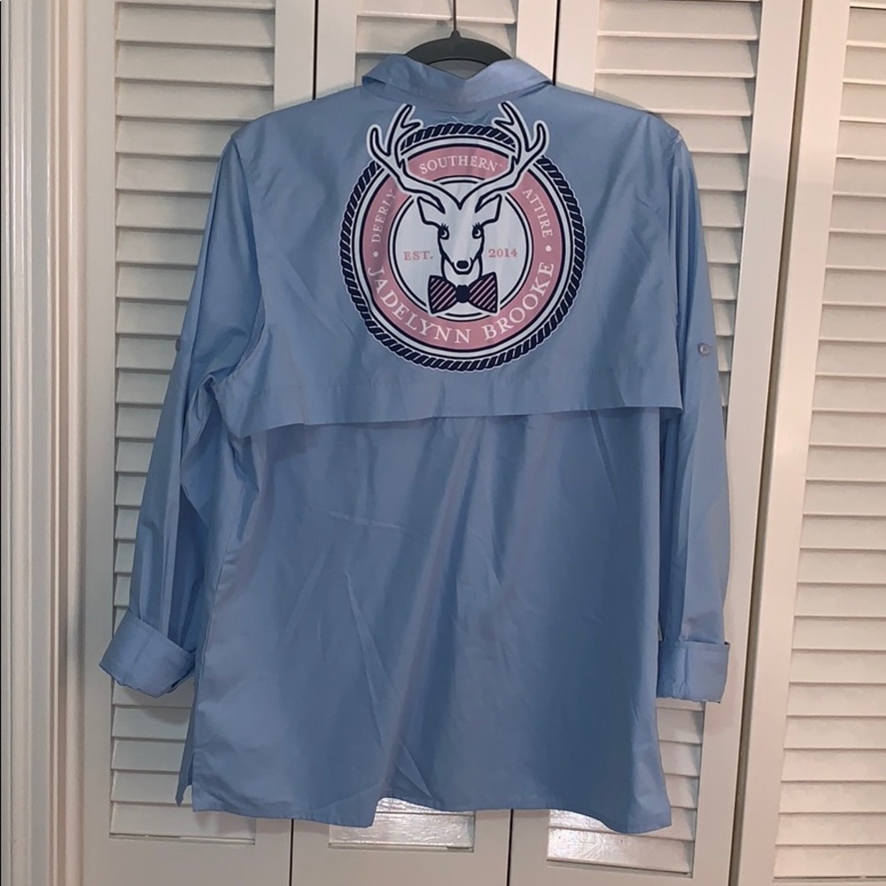 Baby blue custom Jadelynn Brooke fishing shirt